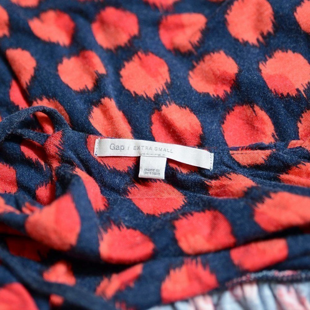 Gap Abstract Polka Dot Navy Orange Maxi Dress - Picture 4 of 6